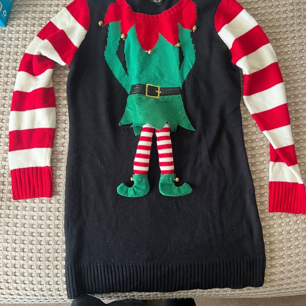 Love Always Elf Size XL Sweater Dress - Picture 2 of 5